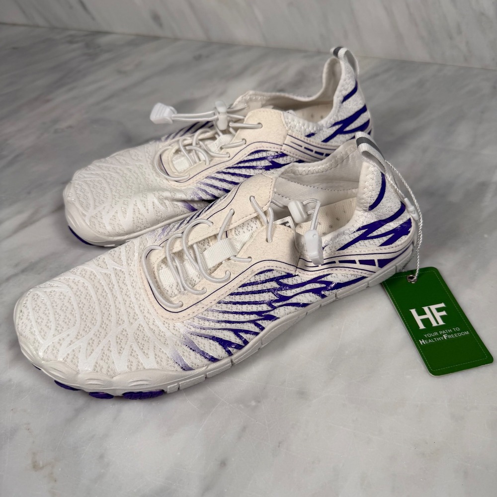 Healthy Freedom Barefoot Shoes White Purple Active Lifestyle Sneakers 39 8 NEW